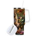 thumbnail image 2 of DIXRUYEE Steel Water Bottles Tumbler Creative Radiant Feline in Bloom Pattern 40oz/30oz, 2 of 9