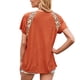 thumbnail image 3 of Camiseta de mujer con estampado de manga corta, cuello redondo, camiseta informal de verano, naranja, XL kenally  AP001232-12, 3 of 7