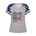 thumbnail image 4 of Women's 250th Anniversary USA Shirt V-Neck - 1776-2026 250 Years T-Shirt American Flag Patriotic Top Distressed Vintage Tee for Memorial Day 4th of July(Grey/L), 4 of 4