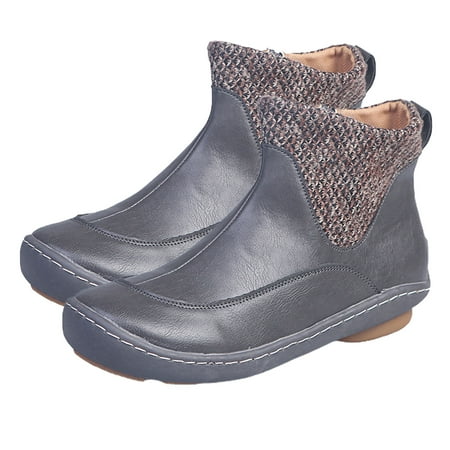 

huanledash Autumn Winter Large Women Casual Zipper Anti-slip Warm Short Wool Boots Shoes
