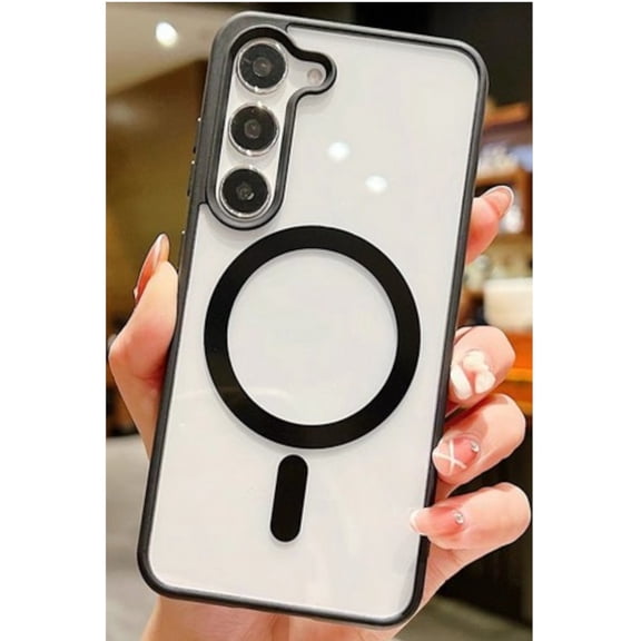 For Samsung Galaxy S24 Ultra 5G Hybrid Clear Transparent Colors Edge Bumper with Magsafe Compatible, Ultra Slim Hard PC Phone Case Cover by Xpression - Black