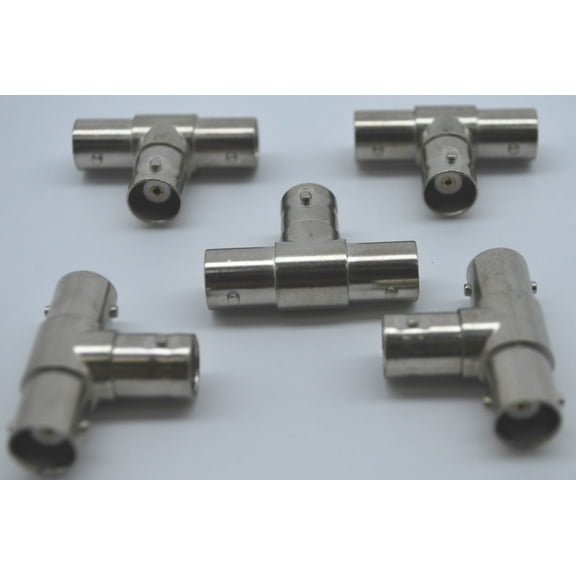 LOT 5 BNC 3 WAY Female "T" Adapter Connectors 200-150