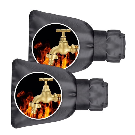 2Pcs Faucet Covers for Winter Freeze Protection,Thickened Water Faucet Cover,Spigot Insulated Covers,Waterproof Outdoor Pipe Insulation Socks,Garden Hose Bib Cover 7.1” x 9.8” Black