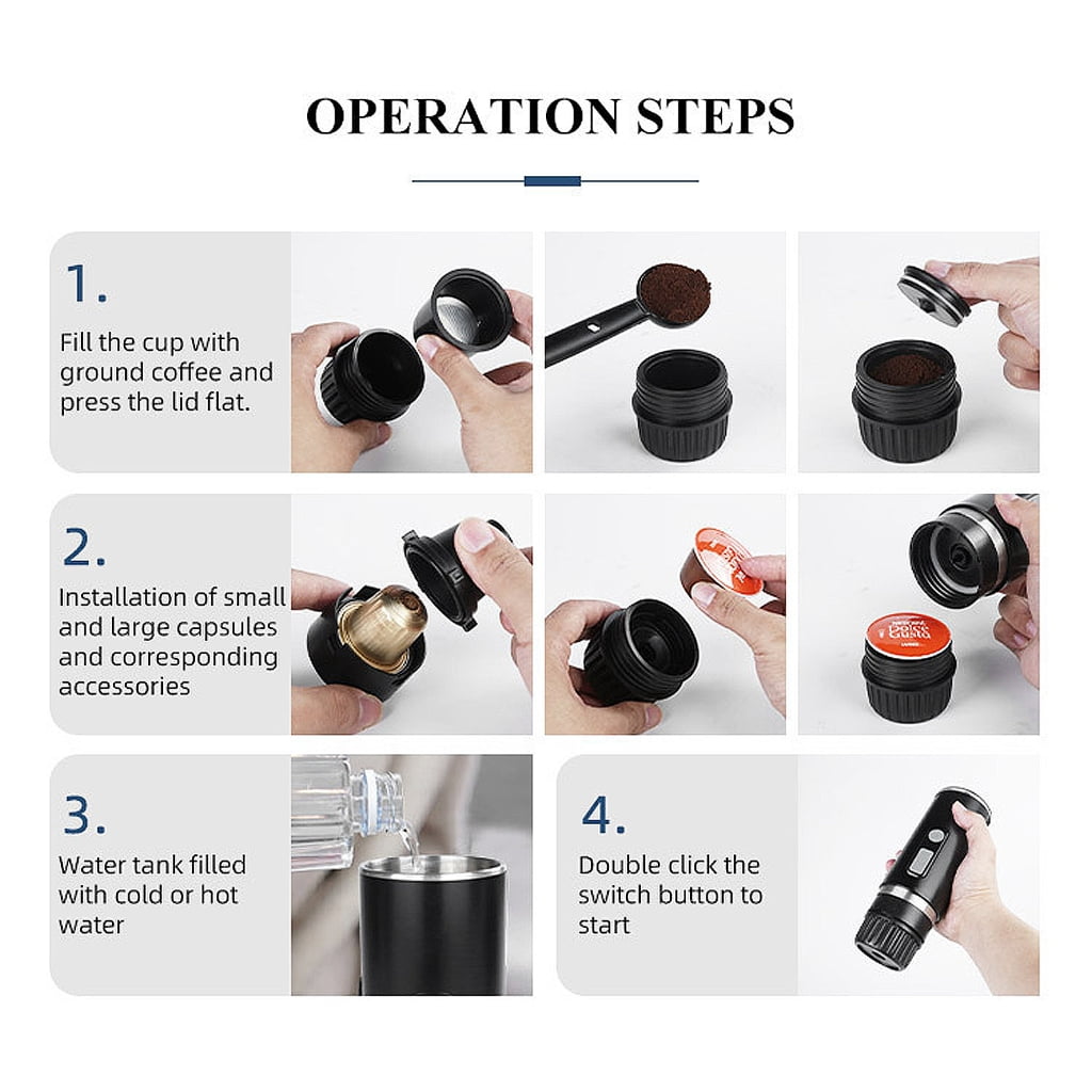 BQBQERT Portable Home Coffee Machine Fully Automatic Espresso Maker Coffee Machine Size Coffee Powder