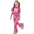thumbnail image 4 of Landzoo One Valentine's Day Girls Outfit Cute Bow Heart Print Short Sleeve Top With Flare Leg Pants Toddler Two Piece Matching Stylish Cozy Children's Clothes 8-9 Years, 4 of 4