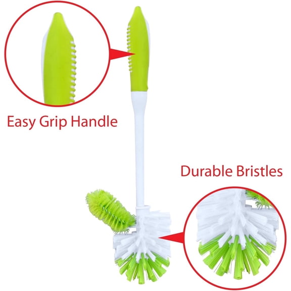 Pine-Sol Toilet Bowl Cleaner Brush with Holder | Heavy Duty Cleaning Wand with Under The Rim Scrubber, Non-Slip Handle, Storage Caddy | Bathroom Supplies, Yellow, Green