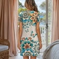 thumbnail image 2 of FKELYI Boho Mandala Flower Butterfly Print Nightgowns Button Down Nightdress for Women Summer Sleepwear Dress Nightshirt Dress Crew Neck Lounge Wear Dress Short Sleeve Pajama Dress, M, 2 of 6
