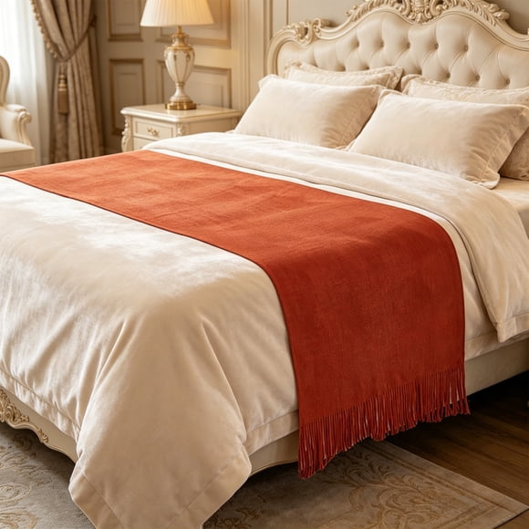 YYV Bed Runner Bed Scarf 24 x 83 in Decorative Bed Throw For 1.5 m Beds Hotel Bedroom Linen Accent Foldable Machine-Washable Breathable Bed End Scarf Home Decor