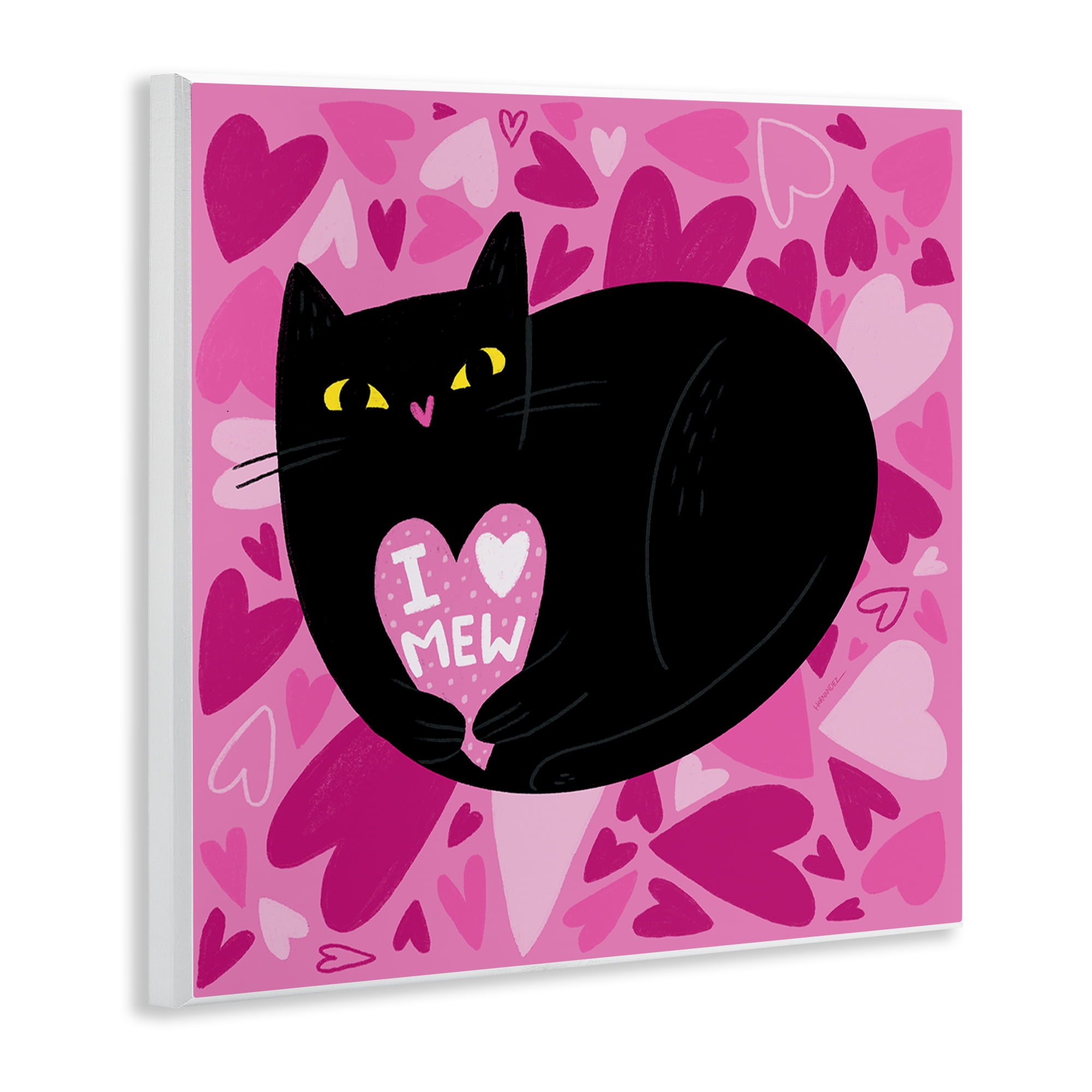 Stupell Industries I Love Mew Black Cat Animals Painting Unframed Art Print Wall Art, 12 x 12