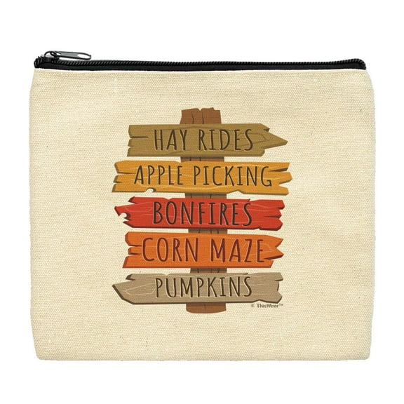 ThisWear Fall Decorations for Home Fall Event Signs Hay Rides Apple Picking Bonfires Corn Maze Pumpkins Makeup Bag