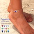 thumbnail image 2 of Pulsera de tobillo de plata esterlina Silvora para mujer tobilleras de infinito con piedra de nacimiento de corazón de septiembre joyería de playa de verano regalo para esposa madre e hija, 2 of 8