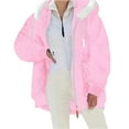 thumbnail image 2 of Sherpa Lined Jacket Women Casual Plus Size Fuzzy Fleece Jackets Zip Up Oversized Long Sleeve Warm Winter Coats With Hood Pink XL, 2 of 9