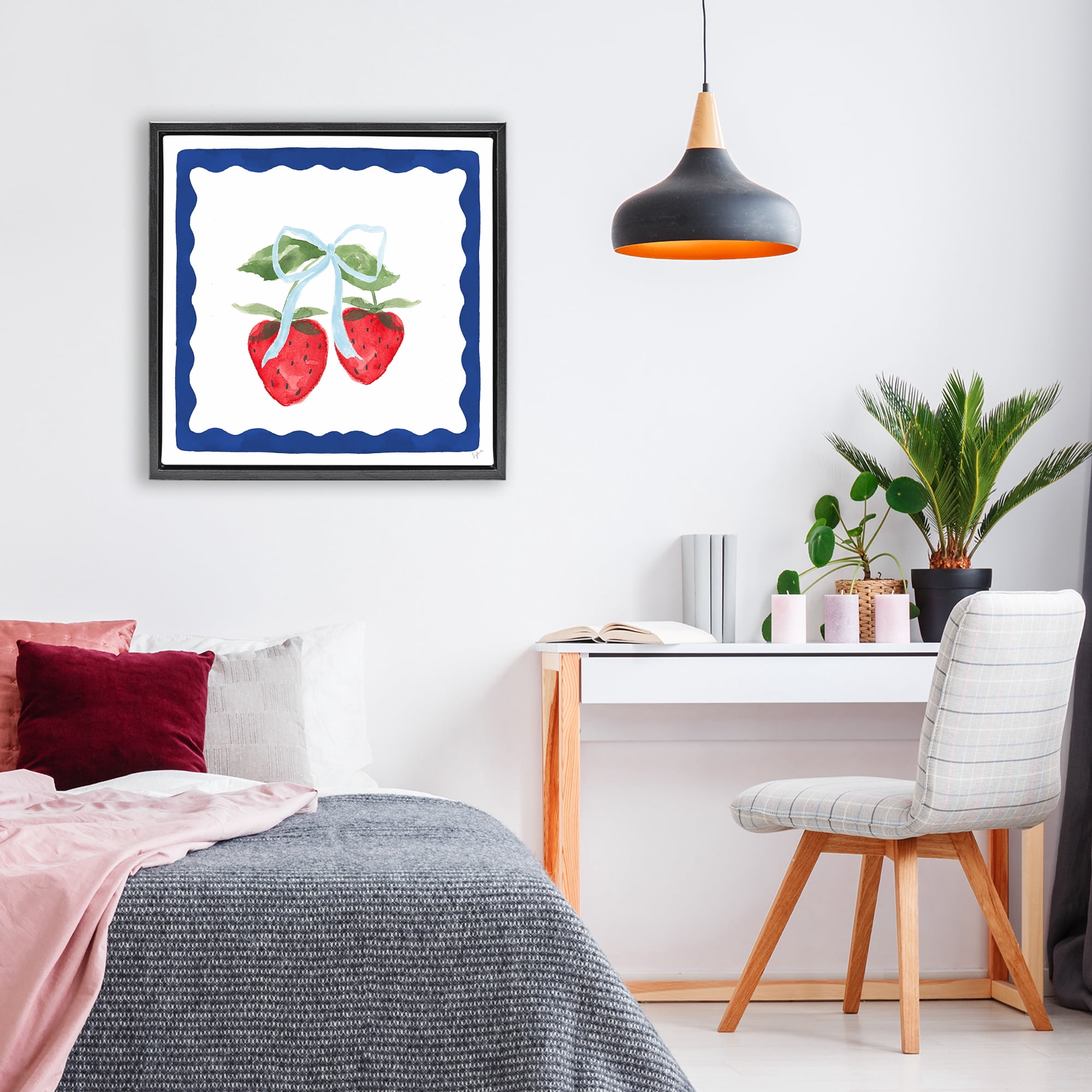 Stupell Industries Summer Bordered Strawberries Black Framed Floater Canvas Wall Art, design by Lucille Price