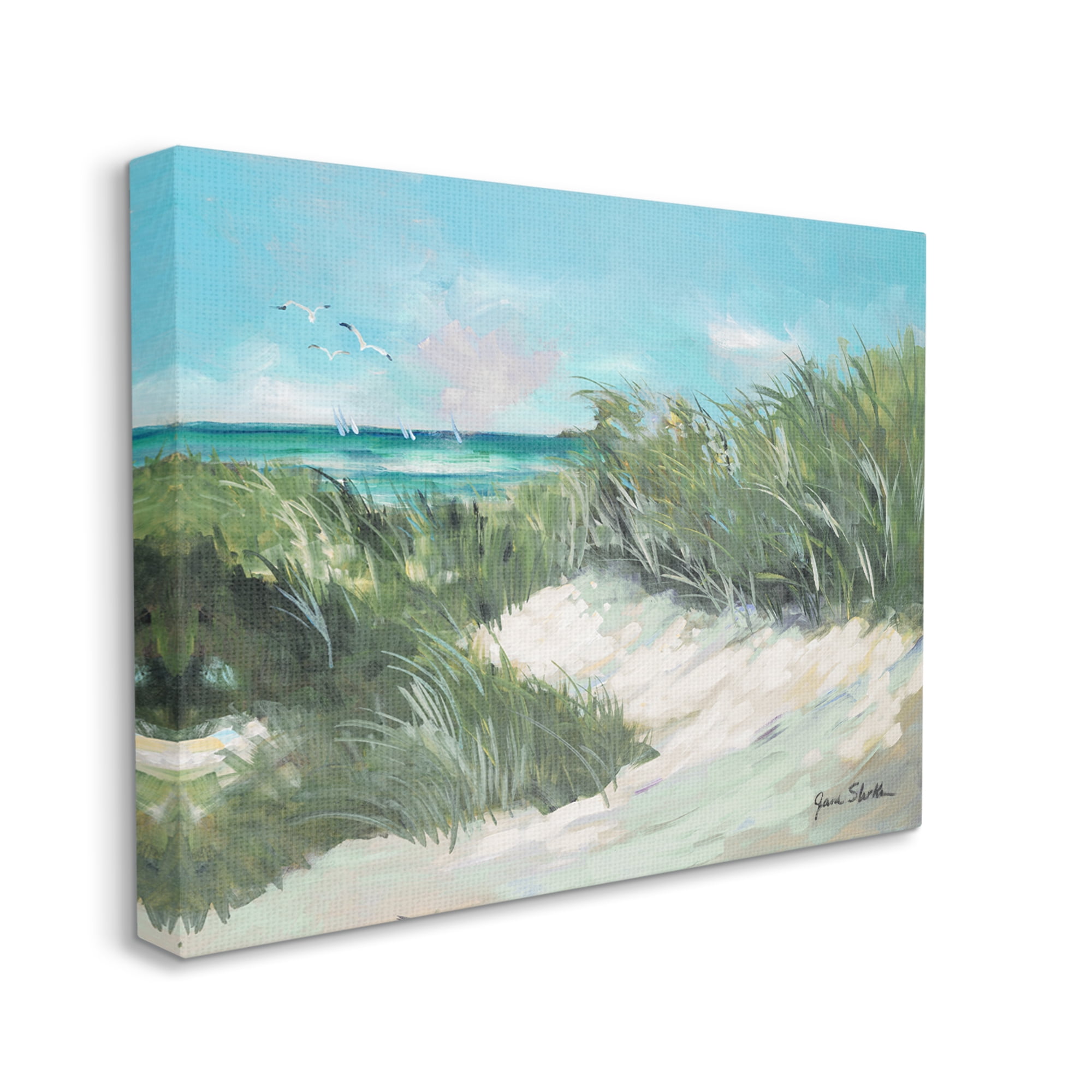 Stupell Industries Beach Grass Painting Nature Painting Gallery Wrapped Canvas Print Wall Art, 48 x 36