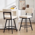 thumbnail image 2 of Zesthouse 26.6" Swivel Bar Stools Set of 2, Modern Counter Height Stools with Solid Back & Metal Base, Linen Upholstered Barstools for Kitchen Island, Beige, 2 of 10
