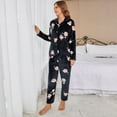 thumbnail image 4 of POINTERTECK Women‘s Warm Fleece Long Sleeve Pajamas  Flower Long Button Down Pj Set, 4 of 7