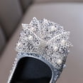 thumbnail image 4 of YHAJDS Girls Bow Pearl Rhinestone Mary Jane Flats Elastic Ballet Princess Shoes, 4 of 5