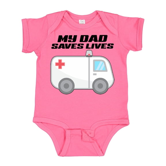 Inktastic My Dad Saves Lives Ambulance Boys or Girls Baby Bodysuit