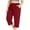 Red, variant on SYMOID Womens Plus Size Khaki L Capris with Drawstring Wide Leg Baggy Cargo Pants Casual Ladies Capri Pants with Pockets Womens Capris