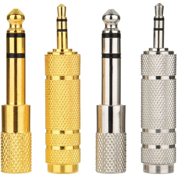 4 Pieces Headphone Adapter 6.35 mm (1/4 Inch) Male to 3.5 mm Female and Audio Stereo Plug 3.5 mm Male to 6.35 mm (1/4 Inch) Female