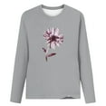 thumbnail image 4 of IROINNID Pink Tops for Women Long Sleeves Shirts Printed Round Neck Comfy Tee ,Gray, 4 of 5