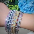 thumbnail image 3 of Red Silver Plated Princess Cut Square CZ Stone Multicolor Bracelet for Women, 3 of 8