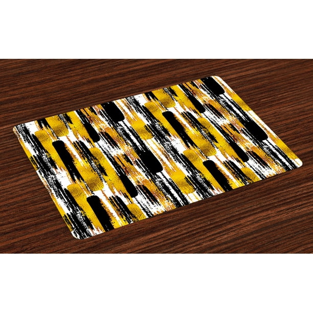 Modern Art Placemats Set of 4 Watercolored Grunge Brushstroke