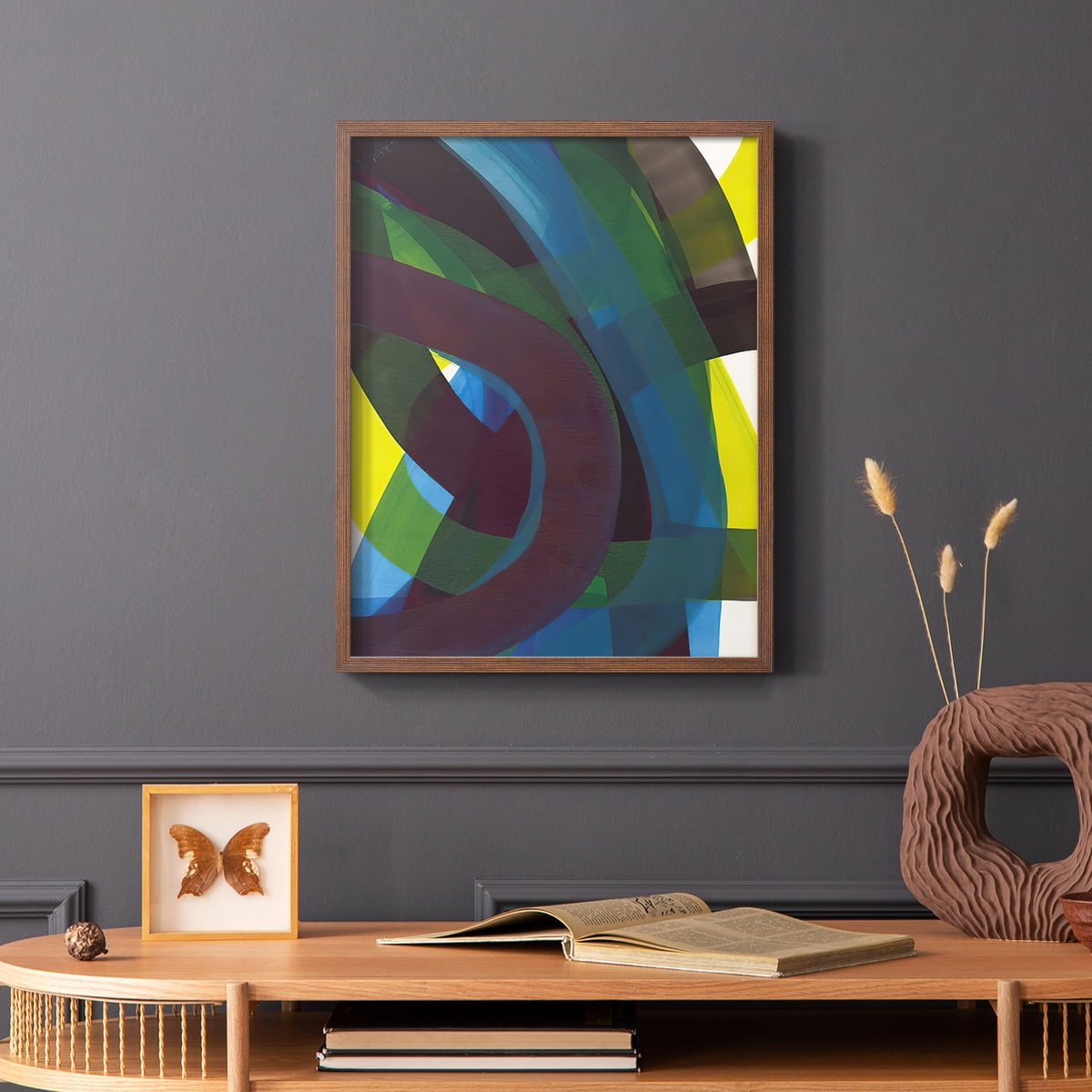 Cool Network II Framed Print in Brown Solid Wood Framed Print No Nail Hanging