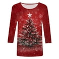 thumbnail image 4 of Dmsael Christmas Blouses for Women Womens Christmas Shirt Womens Tshirts Cute 3/4 Length Sleeve Round Neck Loose Fit Blouses Hot Pink,S, 4 of 4