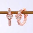 thumbnail image 5 of Heart Women Hoop Earring Gift Charm 925 Silver,Rose Gold Cubic Zircon Jewelry, 5 of 8