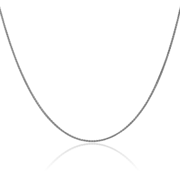 14K Solid White Gold 1.25mm Spiga Wheat Link Chain Necklace