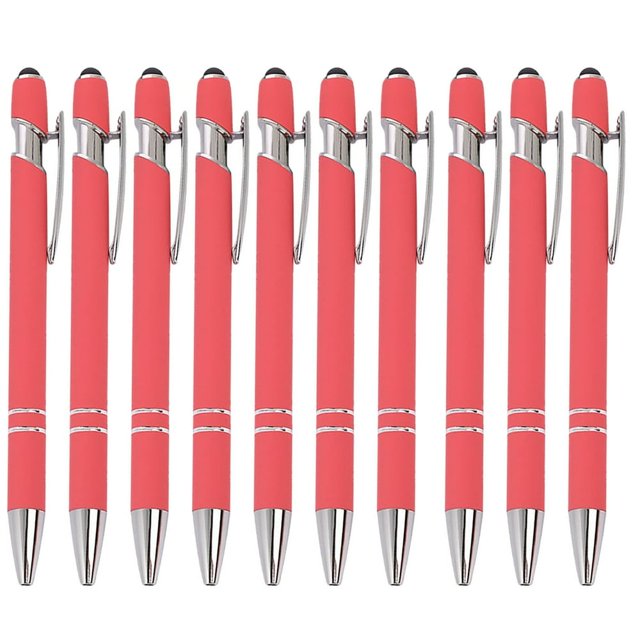HAOAN Ballpoint Pen with Stylus Tip Soft Touch Click Metal Pen 1.0mm Medium Point Black Ink 10 Count