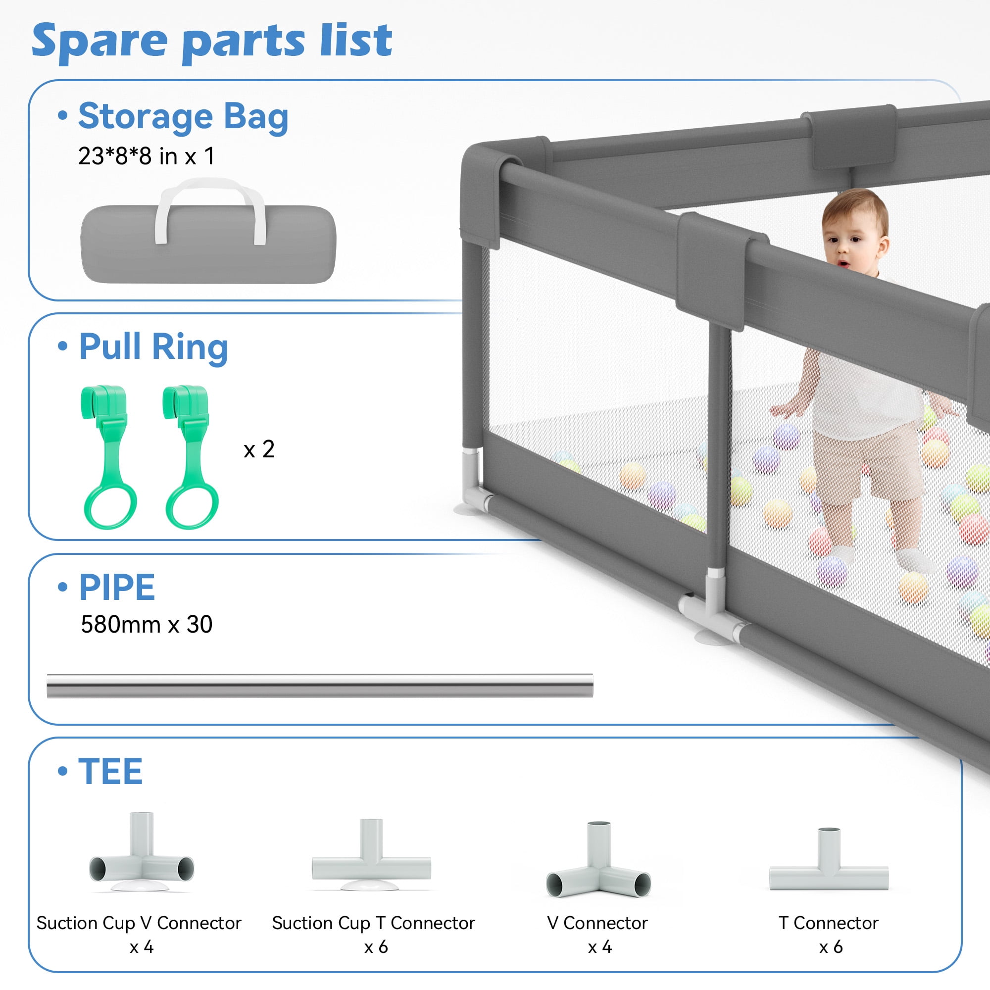 babyeap Baby Playpen,71*50 Inch Extra Large Baby Playards for Babies and Toddlers,Fence Baby Play Yards for Indoor & Outdoor with Breathable Mesh,Dark Gray