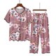 thumbnail image 1 of Conjunto de pijama con estampado para madre de mediana edad, ropa de dormir con cuello en V, manga corta, pantalón de nueve puntos, talla grande, para el hogar, XL-5XL, 1 of 4