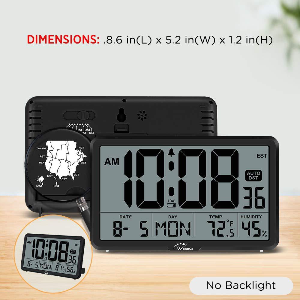 WallarGe Digital Wall Clock, Autoset Desk Clocks with Temperature 