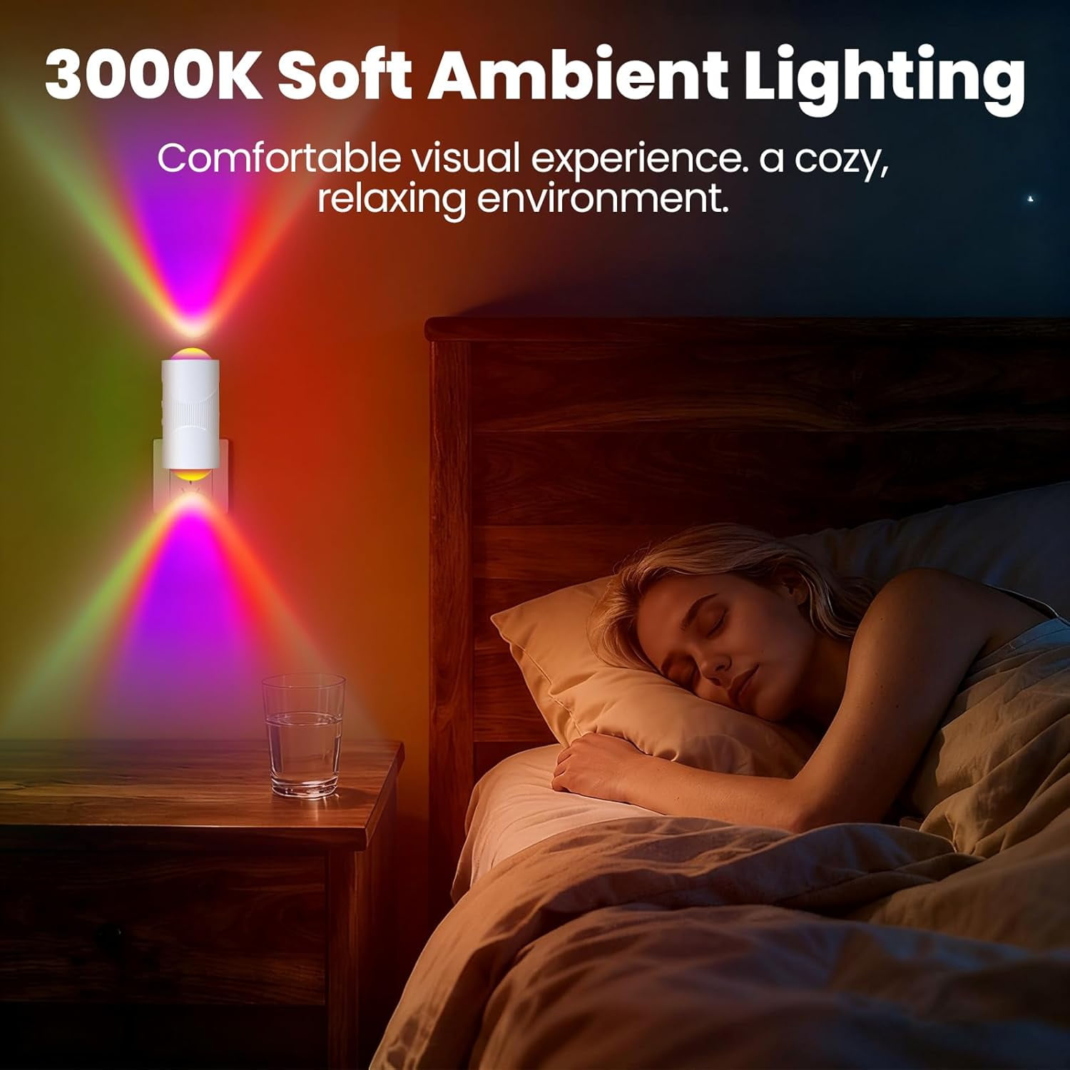 RGHJAR-Night Lights Plug into Wall, RGB Dimmable LED Night Light with 4 Adjustable Brightness, Automatic Nightlight Plug in with Smart Light Sensor for Nursery, Hallway, Bathroom, Bedroom (RGB)