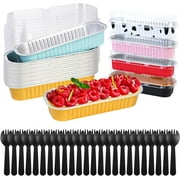72pcs Mini Loaf Pans with Lids and Spoons 200ML Aluminum Foil Baking Tins for Bread Muffin