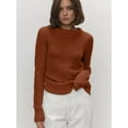thumbnail image 2 of Women'S Basic Crewneck Sweater Long Sleeve Round Neck Pullover Caramel Color L, 2 of 8