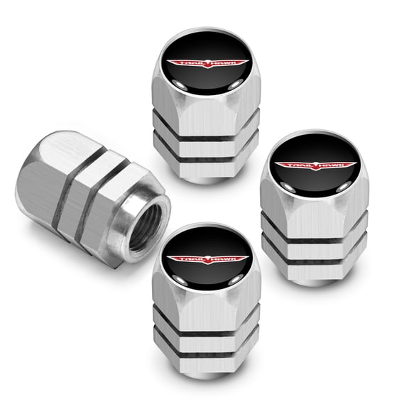 iPick Image for Jeep Trailhawk Logo in Black on Silver Hexagon Shape Aluminum Tire Valve Stem Caps, Official Licensed