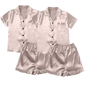 ZJXFGS Vêtements de nuit pour femmes, Pyjamas pour femmes et satins 4 Pièce Pyjamas manches courtes Vêtements de nuit et shorts ensemble Femmes costume de loisirs Vêtements de salon, short pyjama ensemble pour femmes multicolore 4XL