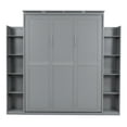 thumbnail image 6 of Harper & Bright Designs Wood Queen Size Murphy Bed with Storage Shelves and LED Lights, Foldable Wall Bed Murphy Bed Cabinet for Guest Room Home Office, Gray, 6 of 16