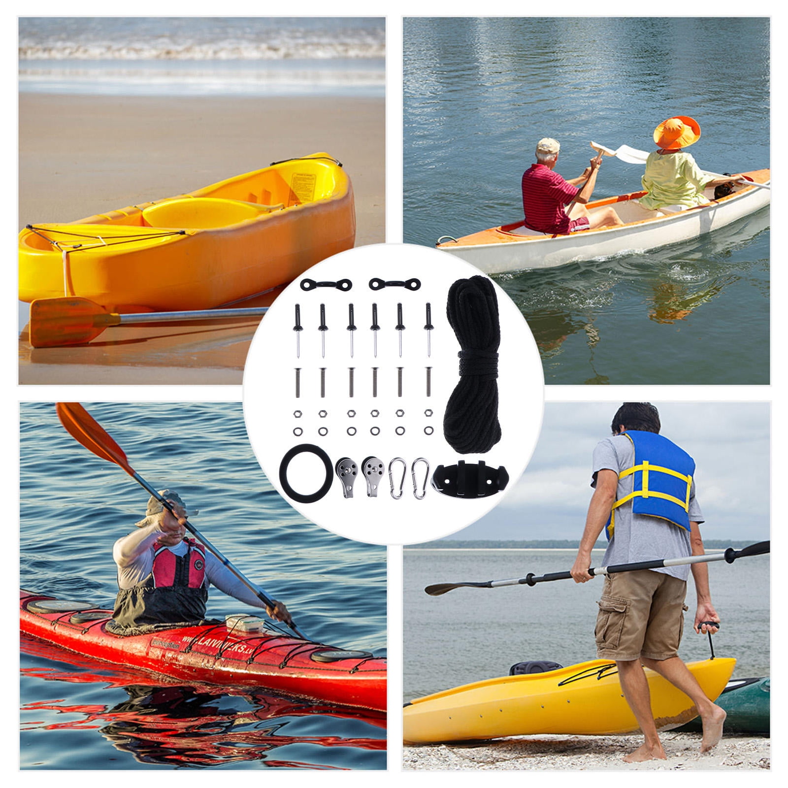 LABSERRON 1 Set Kayak Accessories for Boating and Fishing in Black 9x4.5cm
