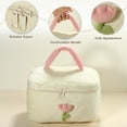 thumbnail image 4 of Unique Bargains 1Pc Corduroy Makeup Bag Large Cosmetic Bag Aesthetic Cute Tulip Flower Pattern Makeup Bag White, 4 of 7