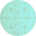 thumbnail image 1 of Ahgly Company Indoor Round Oriental Light Blue Modern Area Rugs, 4' Round, 1 of 4