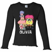 Personalized SpongeBob SquarePants Wigs Girl's Black Ruffle Long Sleeve Tee