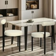 thumbnail image 4 of Boucle Dining Chairs Set of 2, Upholstered Velvet Dining Room Chairs Modern Round Dining Chair with Black Metal Legs , Cream, 4 of 8