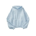 thumbnail image 5 of Grianlook Ladies Fleece Hoodies Collared Sweatshirt Long Sleeve Hooded Tops Women Warm Pullover Thermal Solid Color Sky Blue XL, 5 of 6