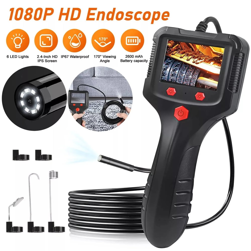 Handheld 1080P HD Industrial Endoscope Borescope Inspection Camera with 8mm Probe, LED Light & LCD Screen for Auto, Pipe, Wall & Home Inspection