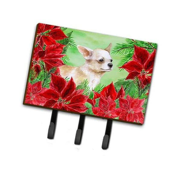 Chihuahua Leg up Poinsettas Leash or Key Holder
