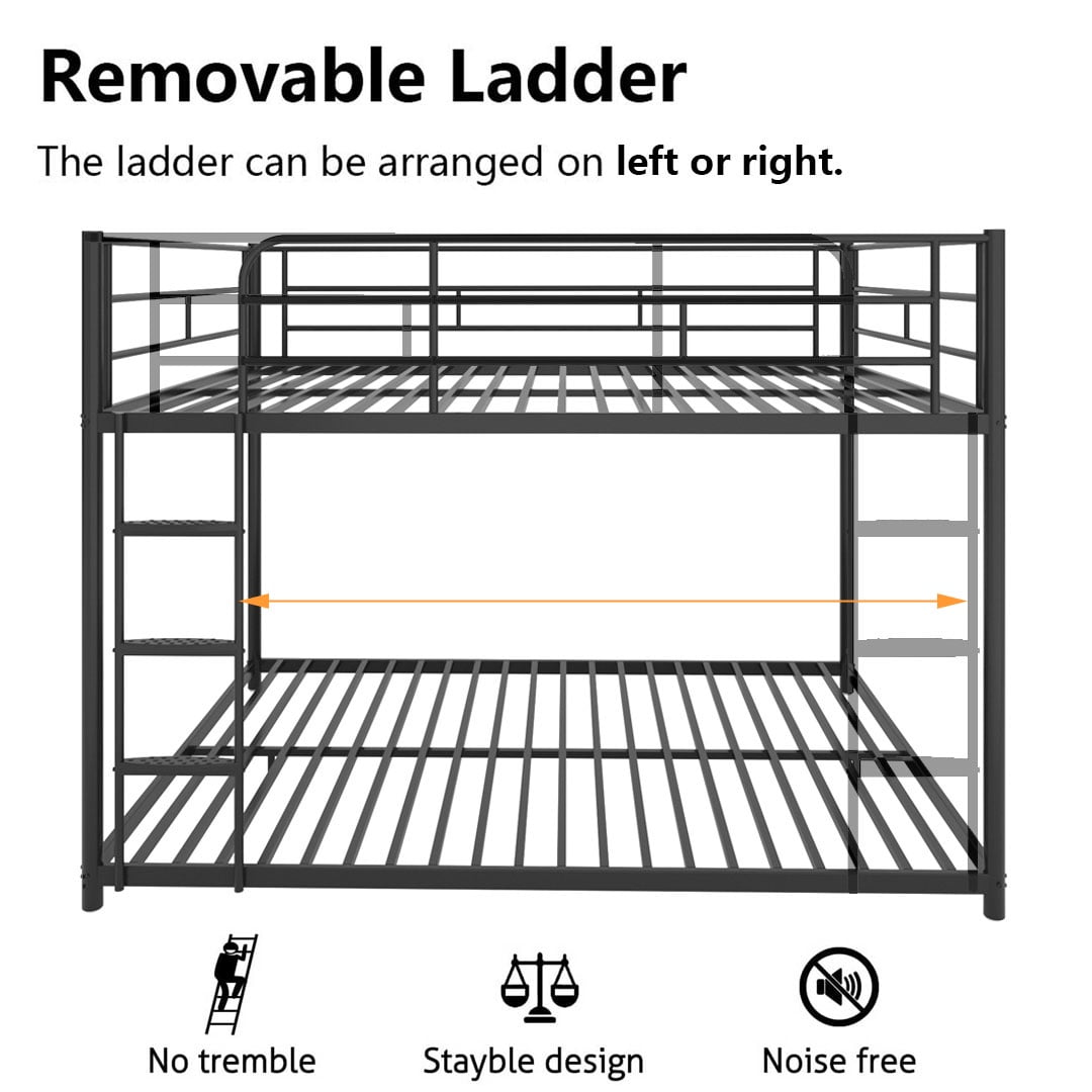 Bunk Bed Full over Full Metal Bunk Bed for Kids,Adults,Heavy Duty Bunk Bed with Full-Length Guardrail,Comfortable Step,Easy to Assemble